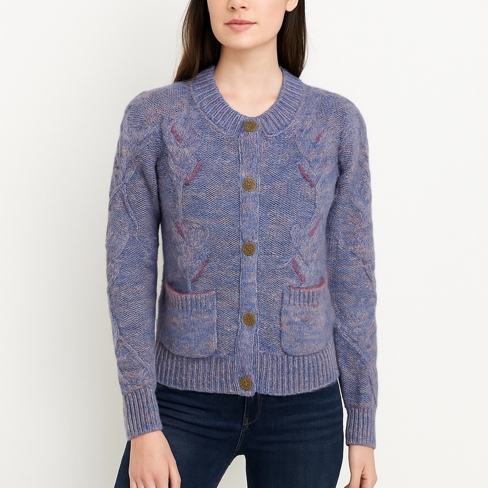 Sundance Cable Knit Cardigan Grandmacore Purple Sz XS